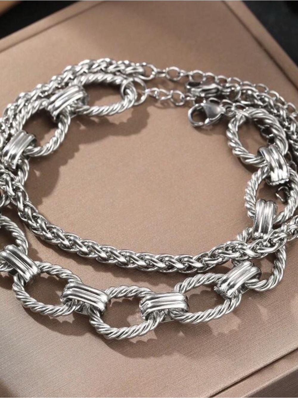 Chunky Twisted Link Silver Bracelet